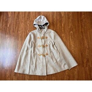 Small J Crew Toggle Wool Blend Hooded Cape Coat - Heather Gray S/M
